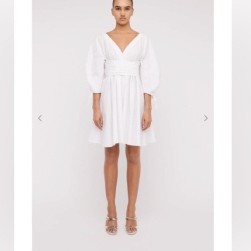 Scanlan Theodore White Wrap Tie Front Dress